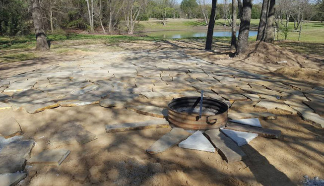 fire-pit and flagstone setting